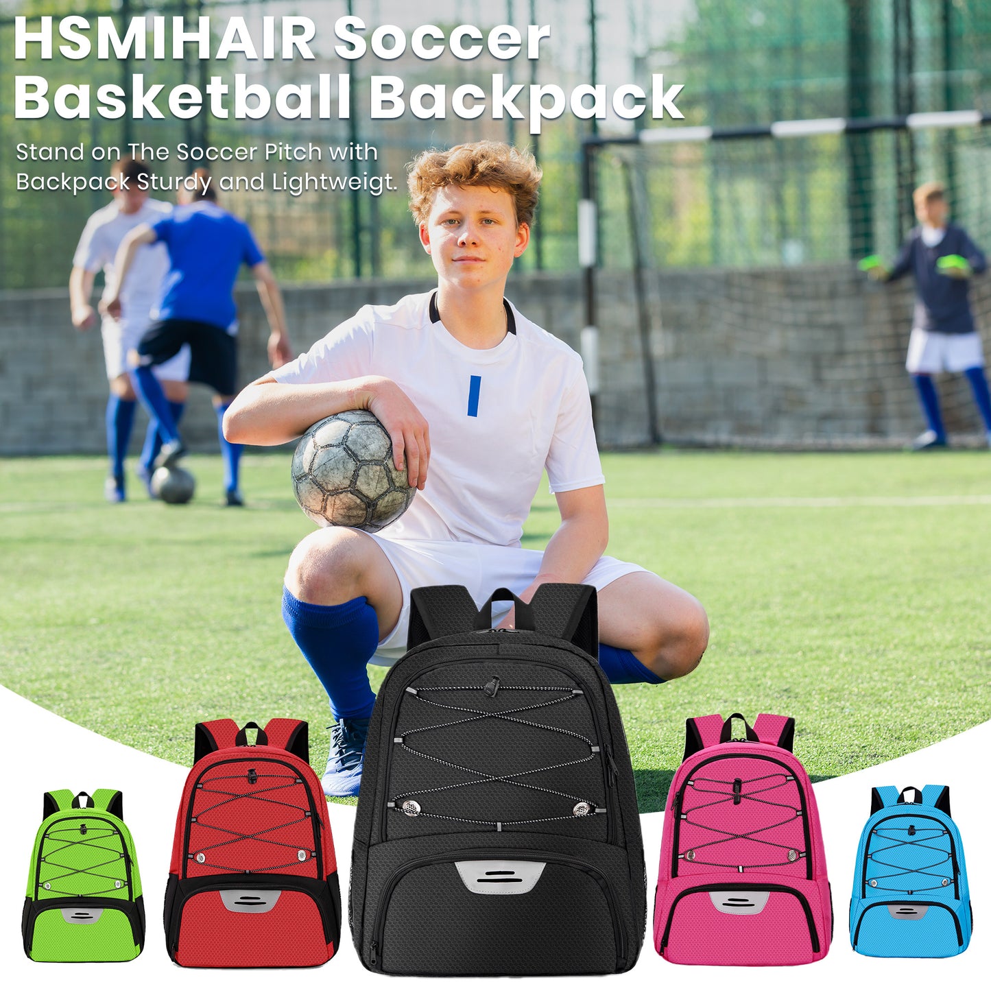 Hsmihair Youth Soccer Bag-Soccer Backpack&Backpack for Football Basketball,with Ball Compartment Separate Cleat Package