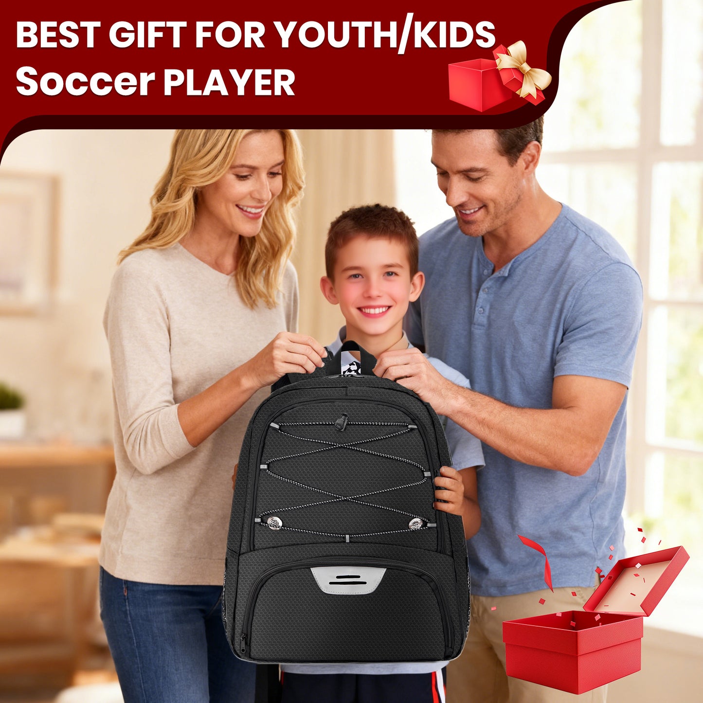 Hsmihair Youth Soccer Bag-Soccer Backpack&Backpack for Football Basketball,with Ball Compartment Separate Cleat Package